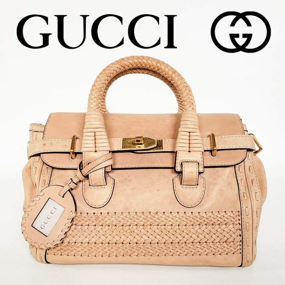 GUCCI Handmade Woven Handle Leather Bag